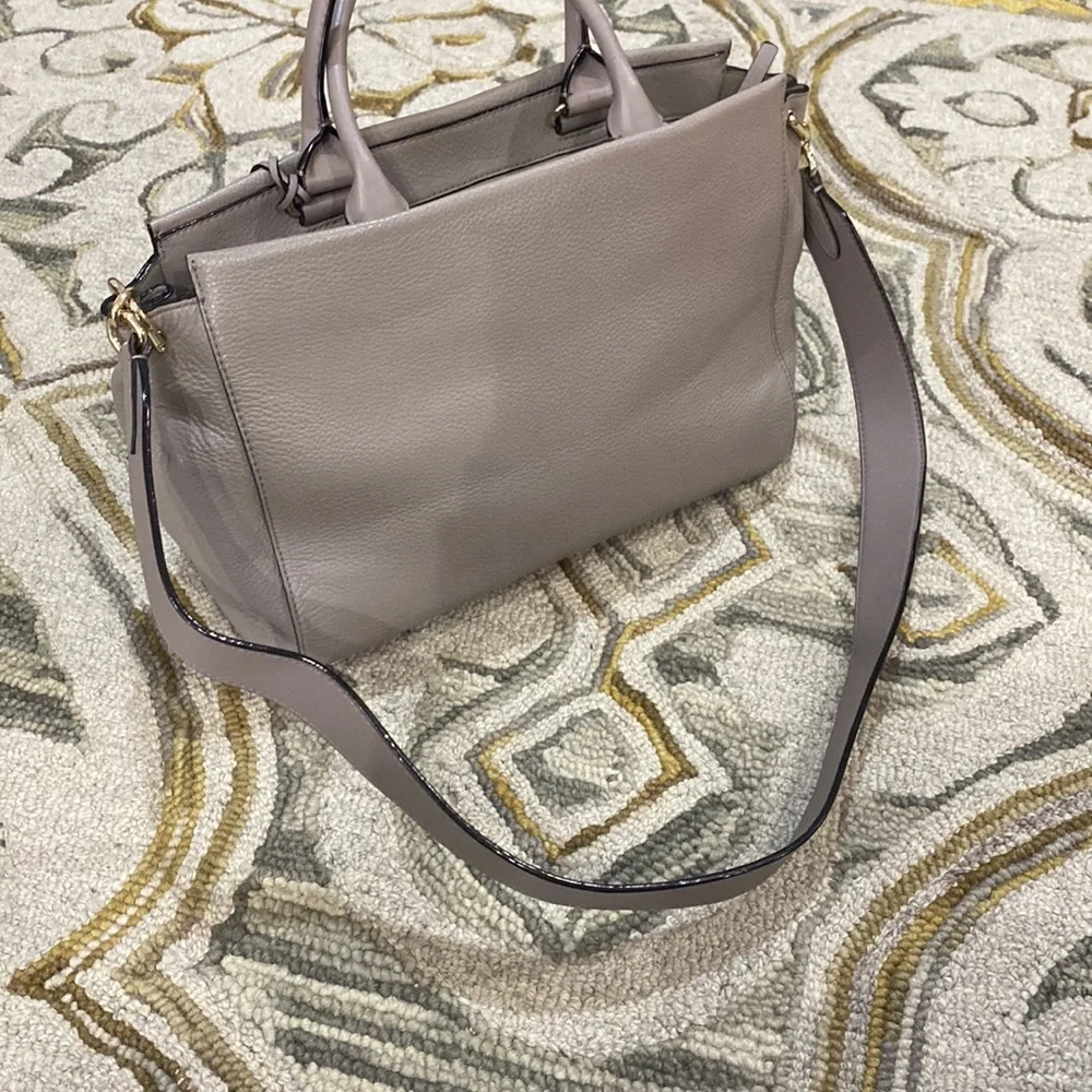 ♠️ Kate spade beautiful gray leather large top handle satchel shoulder bag ♠️